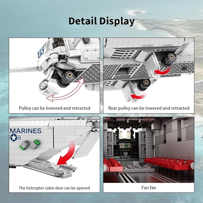 CH-53E Super Stallion Building Blocks and Construction Toy, Collectible Military-Themed Model to Build and Display, Great Gift for Military Fans (2192 PCS), 1:35 Scale
