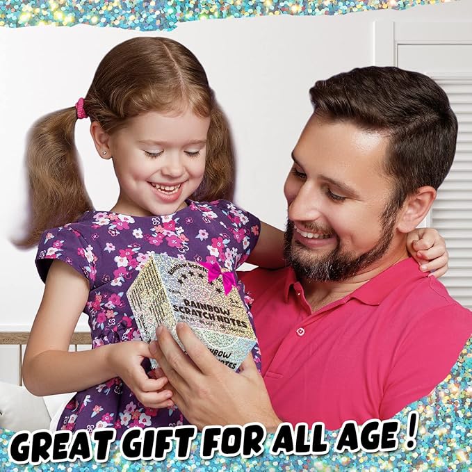 ZMLM Rainbow Scratch Art Paper Mini Note for Kids Gifts Ages 4-8 Bulk Craft Supplies for Teen Girls Boys Easter Basket Stuffers Birthday Classroom Party Games Toy Valentines Day Gift（Silver