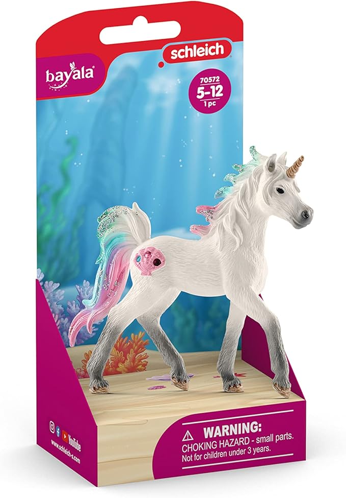 Schleich bayala, Unicorn Toys for Girls and Boys, Sea Unicorn Baby with Gems, Blue and Pink
