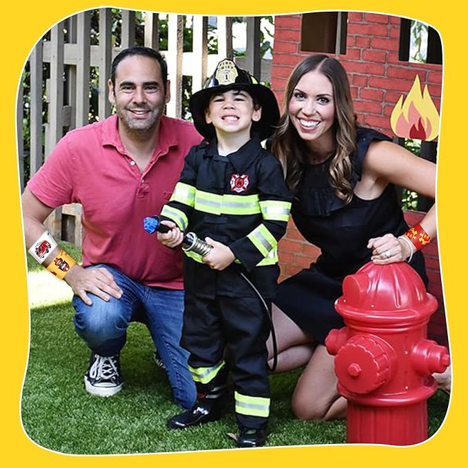 48 PCS Fire Truck Slap Bracelets Party Favors Firefighter Wristbands Bracelets Goodie Bag Fillers for Fire Truck Birthday Decorations Supplies for Class Reward Prizes Gift for Kids Party Favors