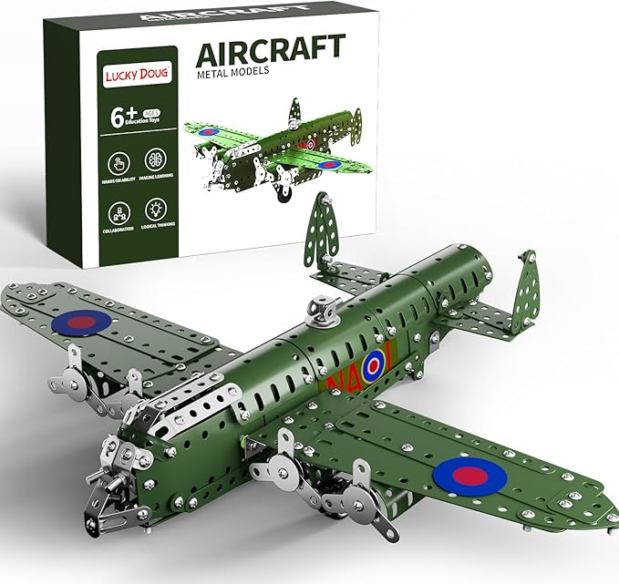 Lucky Doug STEM Building Projects Model Airplane Set - 389 Pieces STEM Project Building Toys for Kids Ages 8-12, Assembly Science Kit Educational Army Toys Gift for Kids Boys 8 9 10 11 12-16 Years Old
