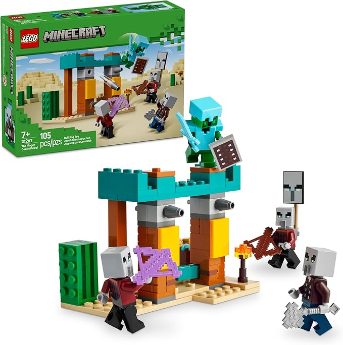 LEGO Minecraft The Illager Desert Patrol Toy Figures and Playset - Building Minecraft Toy for Kids, Boys and Girls, Ages 7+ - with 4 Figures for Pretend Play - Gift Idea for Birthdays - 21267