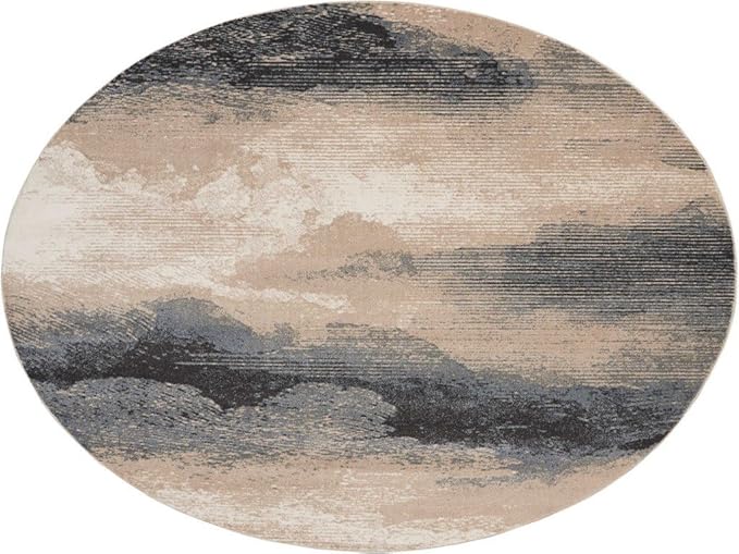 Nourison Maxell Nourison Flint 7'10" x Round Area -Rug, Easy -Cleaning, Non Shedding, Bed Room, Living Room, Dining Room, Kitchen (8 Round)" }