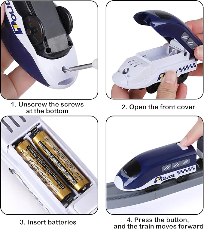 Train Sets for Toddlers, 66 Pcs Trains Toy with Battery Operated & Tracks (Magnetic Connection), Compatible with Thomas, Brio, Christmas Toy Gifts for 3 4 5 6 7 8 Years Old (Police)