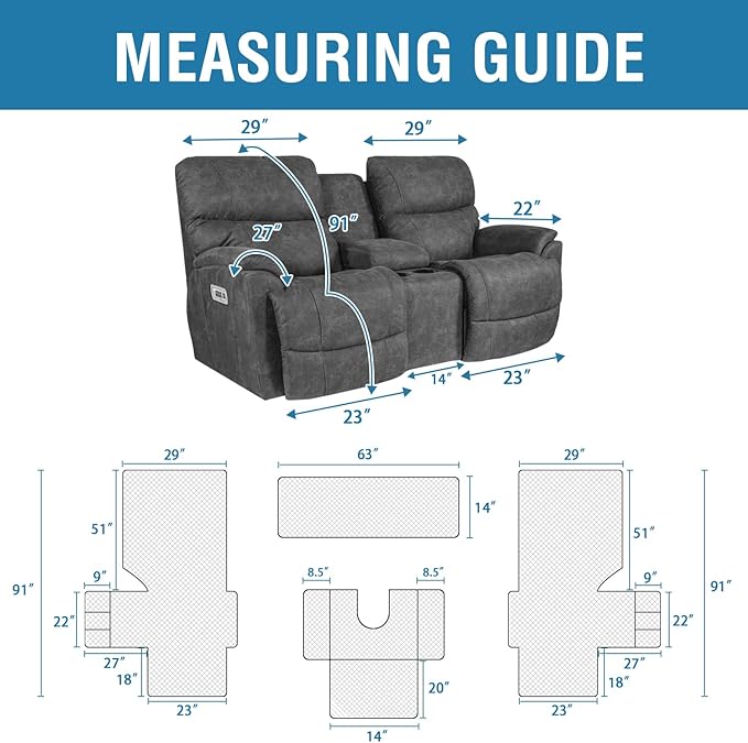 H.VERSAILTEX 100% Waterproof Loveseat Recliner Couch Cover with Console Thick Soft Loveseat Reclining Sofa Covers Washable for Kids, Dogs, Pets(Recliner Loveseat with Console, Chocolate)