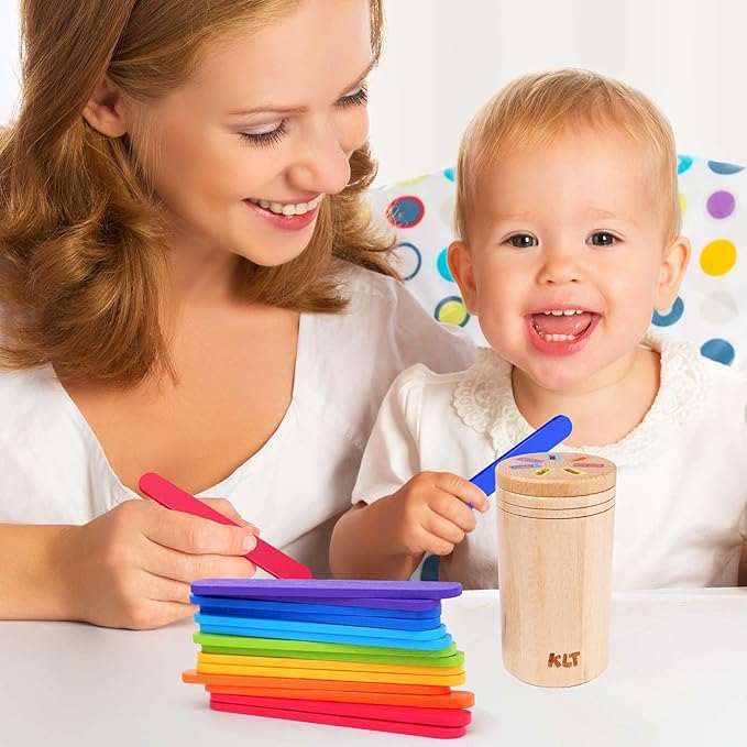 KLT Montessori Toys for 1-3 Year Old: Wooden Learning Color Sorting Toys for Toddlers Age 1 2 3, Educational Fine Motor Developmental Sensory Matching Games, 12-36 Month Old Baby Boys Girls Gifts