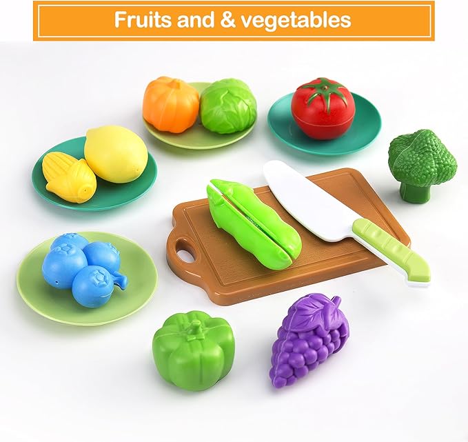 35Pcs Kids Kitchen Toy Accessories, Toddler Pretend Cooking Playset with Play Pots and Pans, Utensils Cookware Toys, Play Food Set, Toy Vegetables, Learning Gift for Girls Boys (Pink)