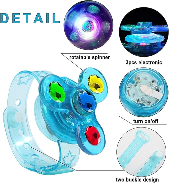 48pack LED Light Up Fidget Spinner Bracelets, Glow in The Dark Party Favors for Kids 4-8 8-12, Treasure Box Toys for Classroom, Birthday Gifts, Pinata Goodie Bags Stuffers