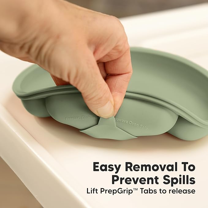 KeaBabies Suction Plates for Baby, Toddler - 3-Pack 100% Silicone Toddler Plates, Divided Baby Plates with Suction, Silicone Plates for Baby, Kids, BPA-Free, Microwave, Dishwasher Safe (Sage)