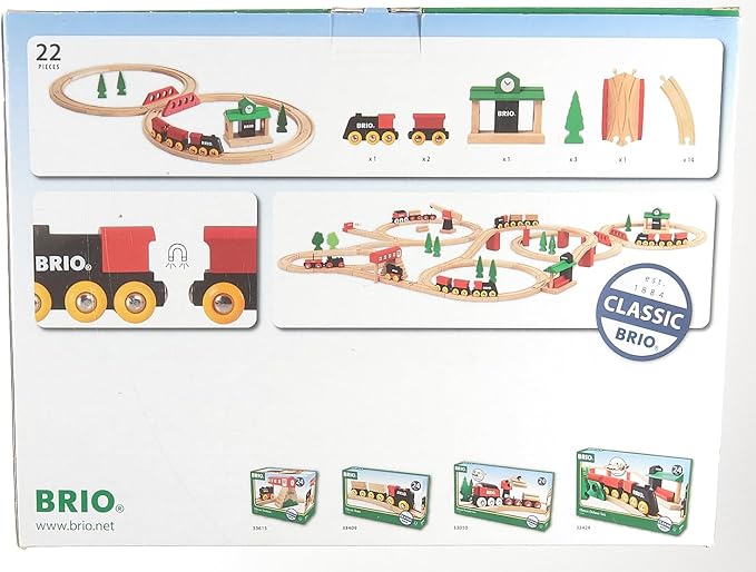 BRIO World - 33028 Classic Figure 8 Set - 22 Piece Wooden Toy Train Set with Accessories and Tracks | Enhances Creativity | Compatible Toys | FSC-Certified Wood | Perfect for Kids Age 2+