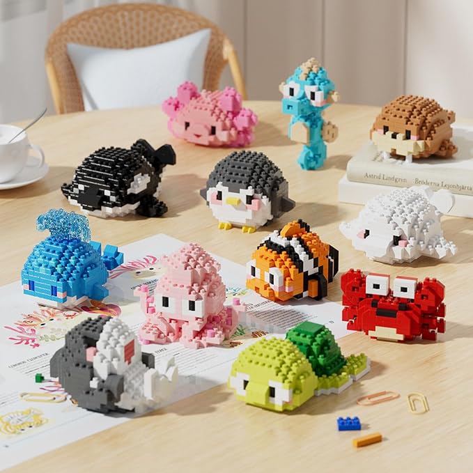 Marine Animals Building Blocks Sets Mini Building Blocks Ocean Animal Sea Creatures Building Blocks Set Mini Building Blocks Toys STEM Gifts for Kids Adult(Shark)