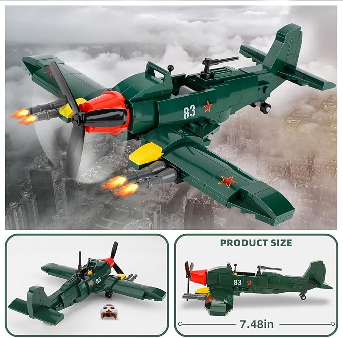 TOY PLAYER II-2 Attacker Aircraft Builiding Set - WW2 Military Airplanes Model, Gift for Boys Age 6 7 8 9 10 11 12 and WW2 Military Set Collectors & Enthusiasts