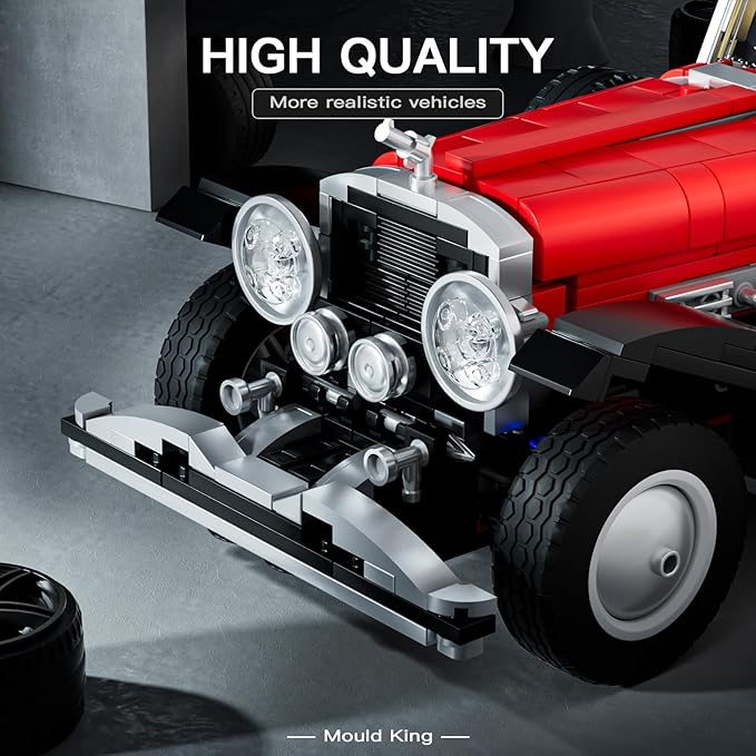 Mould King Classic Car Building Sets, 10114 Vintage Car Model Build and Display, Collectible Retro Antique Vehicle Toys, Car Kits for Adults and Boys Girls Kids Aged 14+(1380 Pieces)