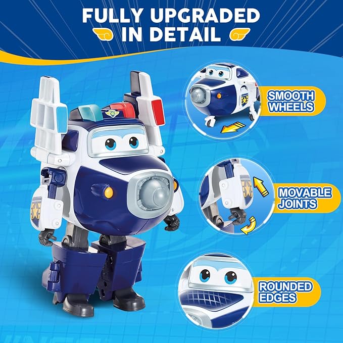 Super Wings 5" Transforming Supercharged Paul Airplane Toys Action Figure, Airplane to Robot in 10 Steps, Toy Plane for 3-5 Year Old Boys & Girls, Birthday Gifts for Preschool Kids