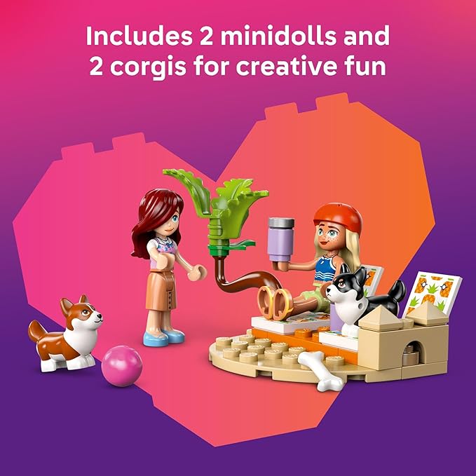 LEGO Friends Surfing Dogs and Scooter Adventure - Building Toy Pretend Play Set for Kids, Girls and Boys, Ages 6+ - with 2 Minidolls and 2 Corgi Toy Dogs - Gift Idea for Birthdays - 42641
