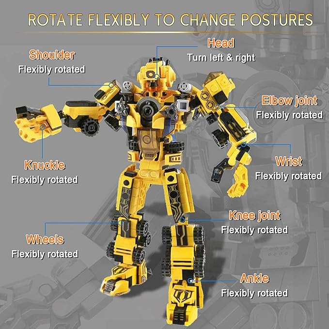 Robot STEM Building Toys for 6 Year Old Boys, 573 pcs Construction Toy Engineering Building Bricks Construction Vehicles Kit Best Gift for Kids Age 6 7 8 9 10 11 Year Old