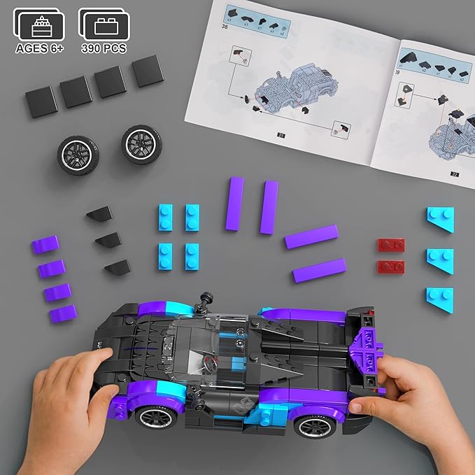 Super Sports Car Building Set,Racing Car Building Kits for Kids and Adults,Collectible Model Cars Construction Blocks Toys Gifts for Boys 6-8 10+ (476 pcs)