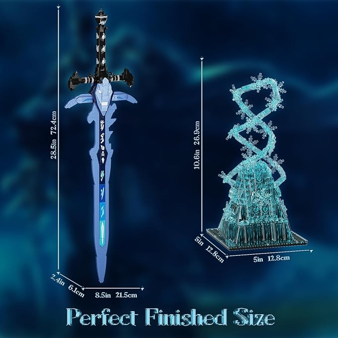 Frostmourne Sword Building Set with The Frozen Display Stand, 28″ Lich King Sword Building Blocks Toy Compatible with Lego for Adults Boys 6+, Gift for Game Fans Collectible Decoration (862PCS)