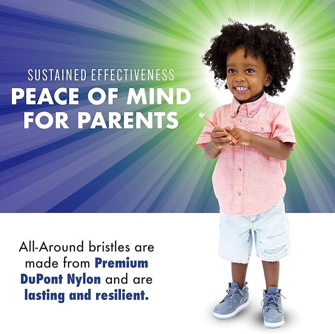 Brilliant Oral Care Child Toothbrush with Soft Bristles and Round Head, for a Kid Approved, Easy to Use All-Around Clean Mouth, Ages 2-5 Years, Lime, 1 Pack