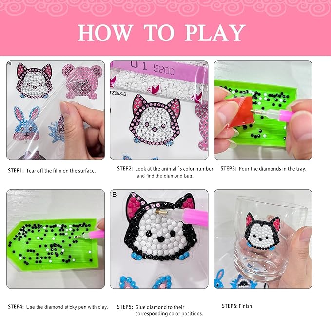 sinceroduct 64PCS Diamond Stickers Kits for Kids and Adult Beginners - Shaped Paint Marked with Diamonds by Numbers, Diamond Art for Kids Art and Crafts, Kids Gift