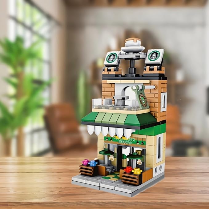 City Coffee Shop Street View Building Sets, Mini Cute Cafe House Building Blocks Toys Home Decor, Architecture Model Kit Ideas Gift for Adults,Boys Girls 8-14 Years (236 Pieces)