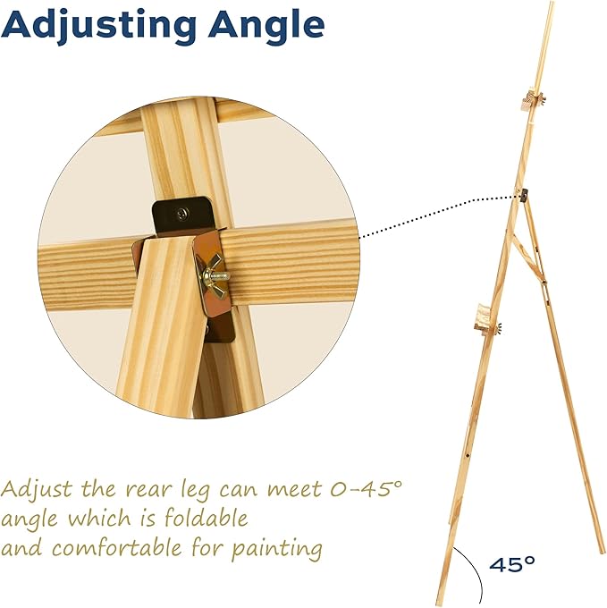 Wooden Painting Easel, Adjustable Stand Easel for Canvas Wedding Signs, Holds up to 48", Art Easel for Adults Artist Beginners Students