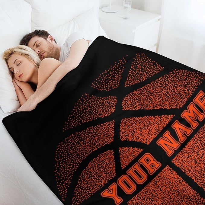 Custom Basketball Blanket - Soft Flannel Sports Basketball Blankets for Teens Adults Women Men Basketball Lovers - Warm Basketball Throw Blankets for All Season Lap, Chair, Sofa - 70"x50"