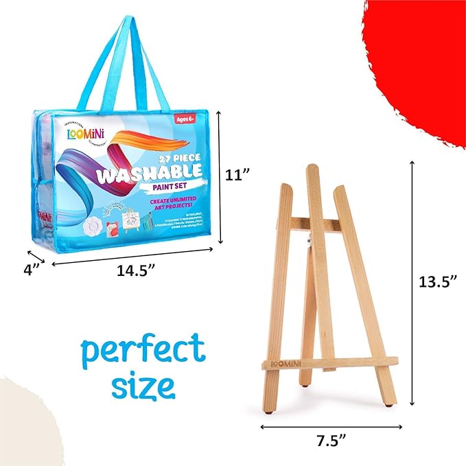 Paint Set for Kids | Premium Art Supplies for Boys & Girls | 27 Piece Washable Paint Set Includes Canvas Panels Paint Brushes Kids Apron Tabletop Art Easel & Storage Travel Bag