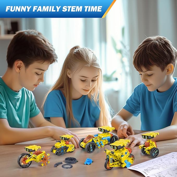 AESGOGO 12-in-1 Electric Robot Kit, STEM Projects Toys for Kids Age 8-12 Birthday Gifts, DIY Building Science Experiment Kit Battery Powered Education for Boys Girls Aged 8 9 10 11 12 13 14 Year Old