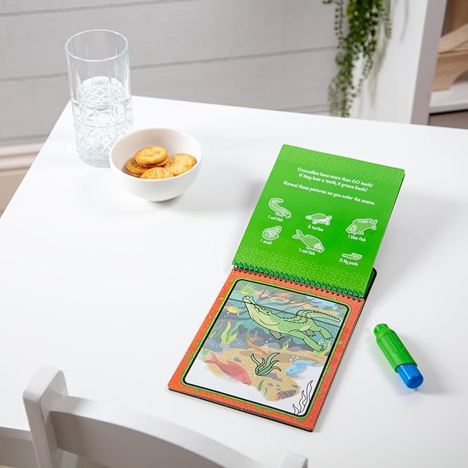 Melissa & Doug On The Go Water Wow! Reusable Water-Reveal Coloring Activity Pad – Jungle - Party Favors, Stocking Stuffers, Travel Toys For Toddlers, Mess Free Coloring Books For Kids Ages 3+
