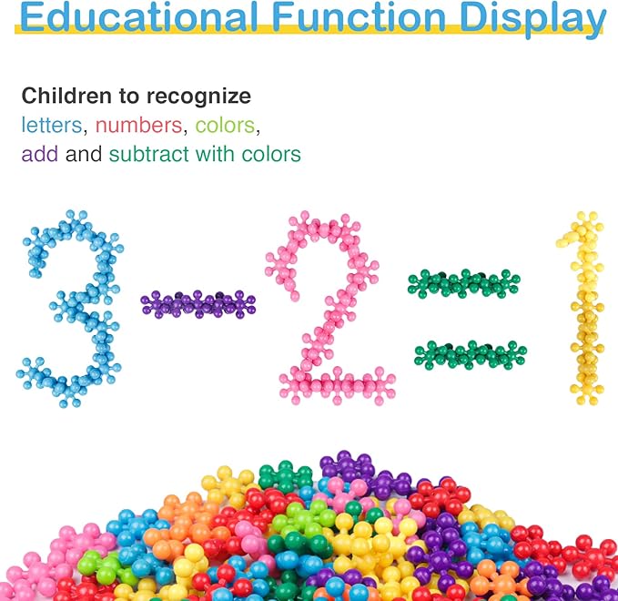 NEOACT 600 PCS Building Blocks Connect Toys,Interlocking Solid Plastic Educational Toys Sets for Preschool Kids Boys and Girls Aged 3+, Promote Fine Motor Skills and Sensory Development.