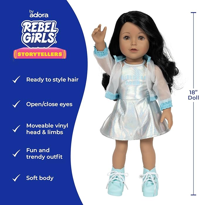Adora 18" Rebel Girls Doll Collection - Inspired by Good Night Stories Rebel Girl Books - Premium Quality Soft and Movable Doll Body with Realistic Features - Creator