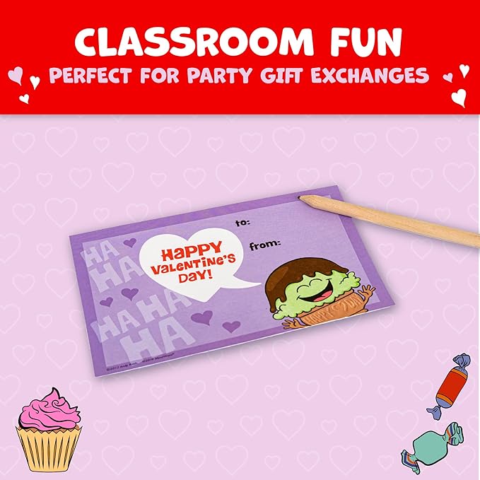 Peaceable Kingdom Valentines Cards for Kids Classroom, Set of 28 Valentines Day Gifts - Scratch off Jokes