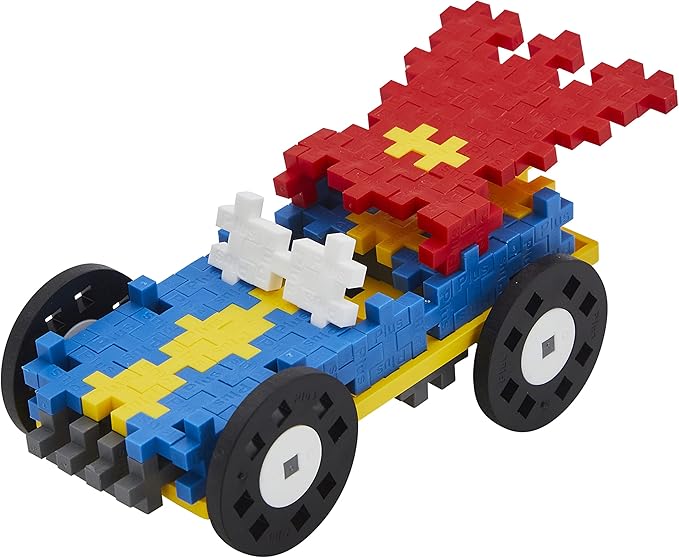 Plus Plus Color Cars Tube, Car Building Block Kit, 3D Puzzle Stem Toy Set for Kids, 200 Mini Interlocking Pieces - Hero