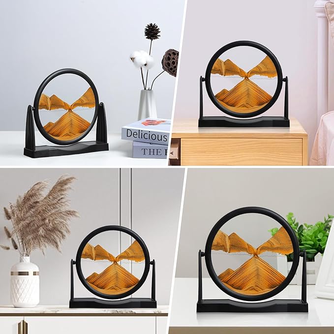 MXYATCJ | Moving Sand Art | Sand Art Liquid Motion | Sand Art Pictures | 3D Deep Sea Sandscape | Glass Sand Art Display | Sand Relaxing Gift for Adult | Home Office Decor | Desktop Toys | (8'' Orange)