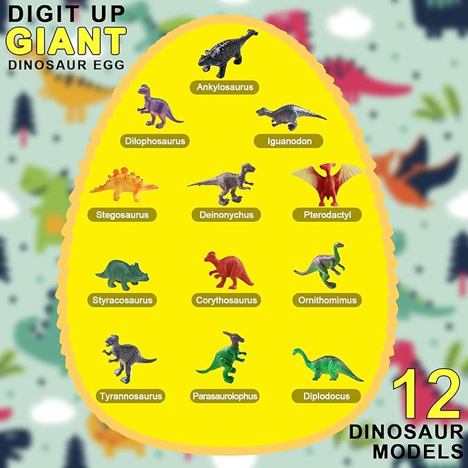 EARTH'SCODE Jumbo Dino Egg Excavation Dig Kit, Archeology Educational Science STEM Toy, Crafts Gift for Kids