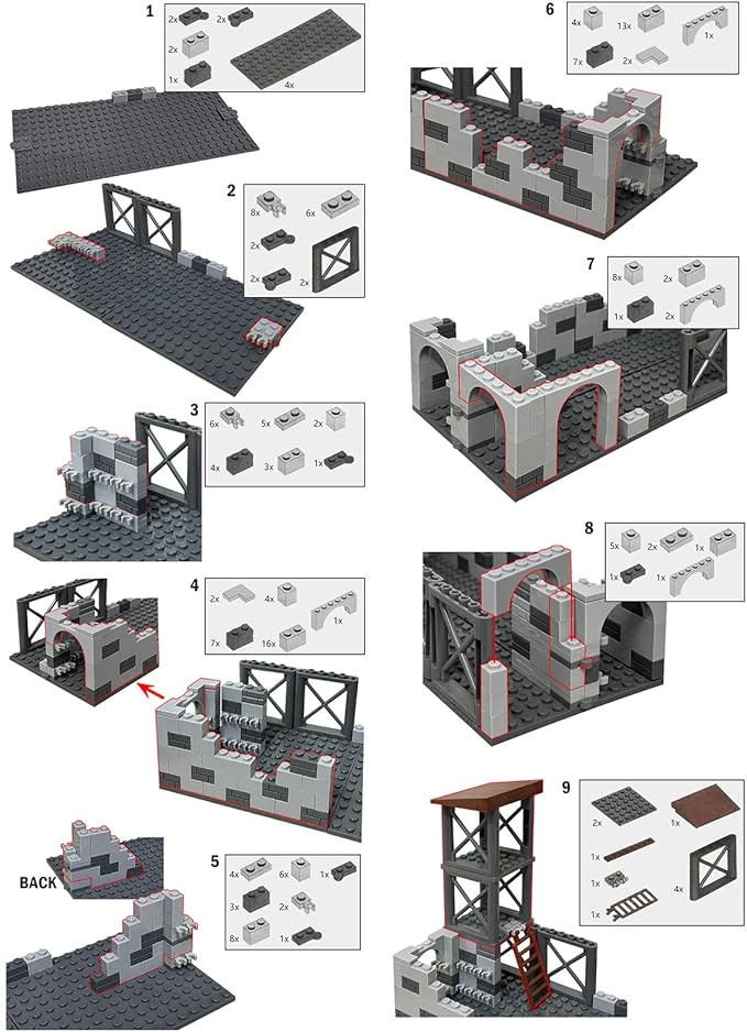 Finger Rock Military Base Series Small Suspension Building Set, WW2 Army Mini War Accessories Kits, DIY Defence Base Guard Tower Base Guns Army Supplies Block Toy for Kids 8 10 12 14