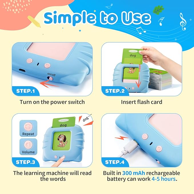 French & English Bilingual Flash Cards for Toddler/Beginning - Learning Educational Toy to Learn French/English,Talking Flash Cards for Ages 2 (Blue_French & English)