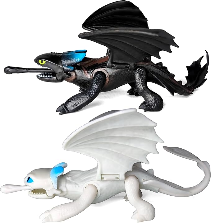Toysvill Dragons & Vikings Big Action Figures | Light Fury, Night Fury, Deadly Nadder, 2 Hiccup's, Astrid Hofferson | Set of 6 Pcs