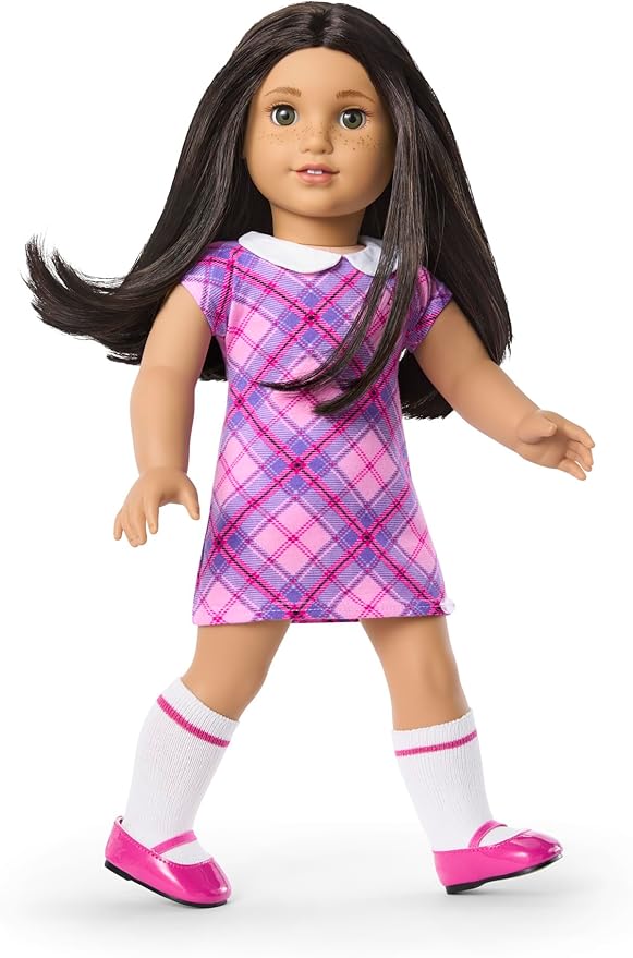 American Girl Truly Me 18-inch Doll #128 w/Green Eyes, Blk-Br Hair, Lt-to-Med Skin & Warm Undertones + Freckles, for Ages 6+