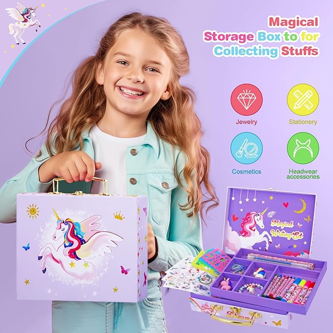 homicozy Art Supplies for Kids,66PCS Drawing Kits with Unicorn Storage Case for Girls Age 4-12,Coloring Art Case,Crayon,Colored Pencils,Coloring Book Sketch Book Drawing Stuff,Gift Toys for Girls 4 Up