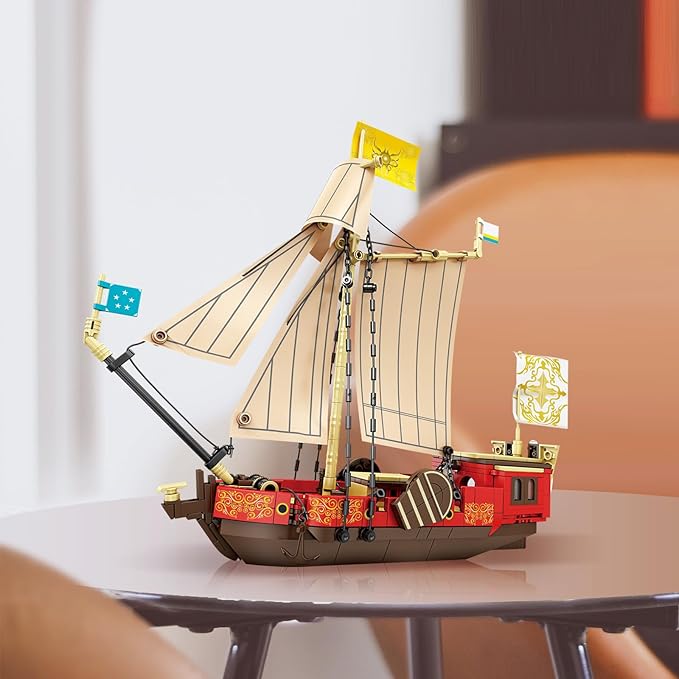 KAZI Boat Building Kit for Adults Kids,Sailing Adventure Toy Boat Building Blocks Set,Yacht Model Home Decor,Fun Toy Gift for 8 9 10 11 12 Plus Year Old Boys and Girls