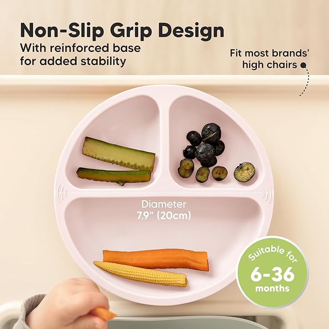KeaBabies Suction Plates for Baby, Toddler - 3-Pack 100% Silicone Toddler Plates, Divided Baby Plates with Suction, Silicone Plates for Baby, Kids, BPA-Free, Microwave, Dishwasher Safe (Rain)