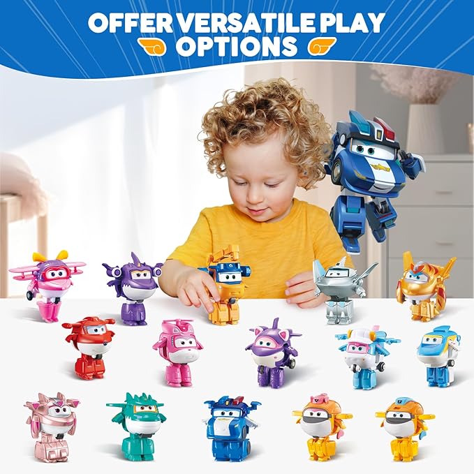 Super Wings Transformer Toys, 2 in Lucie Robot Transformer Action Figures, 2-in-1 Mode Robot Transformer Toys for Boys Girls 4-6 6-8, Fun Plane Toys for Boys Toddlers Kids Age 3 4 5 6 7 8