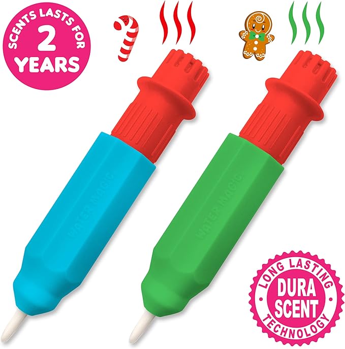 Scentco Holiday Water Magic (2 Pack - Candy Cane & Gingerbread) - Patented Gourmet Scented Reusable Water Reveal Activity Books - Stocking Stuffers, for Kids, No Mess, All Fun