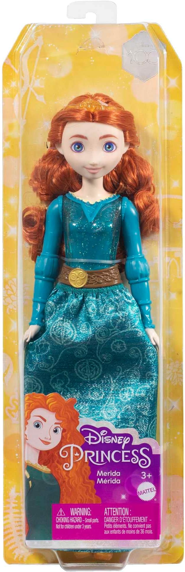 Mattel Disney Princess Toys, Merida Fashion Doll, Sparkling Look with Red Hair, Blue Eyes & Hair Accessory, Inspired by the Movie Brave