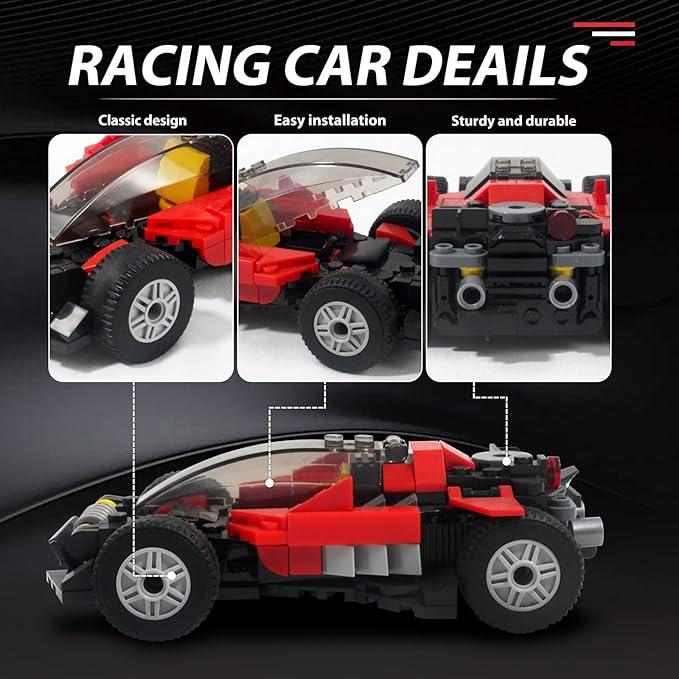 ZYLEGEN Sports Car MOC Building Block,Speed Champions Racing Cars Blocks Building Sets Toys, Technique Cyber Buggy Vehicle DIY Building Bricks for Kids and Adults,Birthday, Christmas Day Gift(Red)