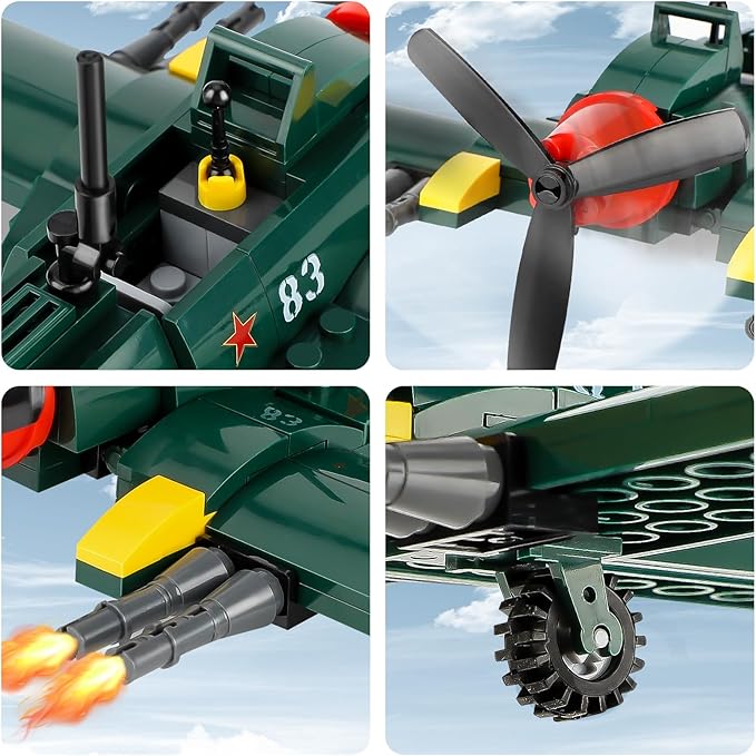 TOY PLAYER II-2 Attacker Aircraft Builiding Set - WW2 Military Airplanes Model, Gift for Boys Age 6 7 8 9 10 11 12 and WW2 Military Set Collectors & Enthusiasts