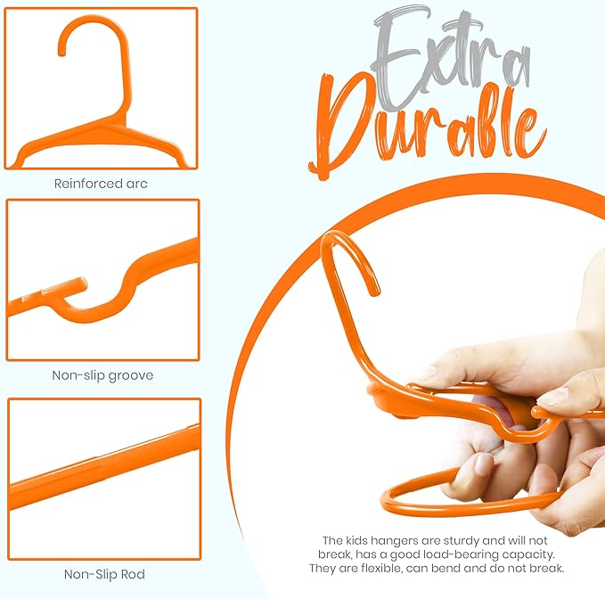 Utopia Home 60 Pack Kids Hangers - 11.5 Inch Plastic Baby Hangers for Closet - Childrens Hanger for Clothes & Infant Hanger for Closet - Ideal for Everyday Standard Use (Orange)