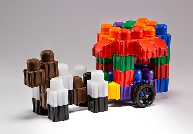 Snapo Jr. Advanced Builder Blocks for Toddlers 18 Months to 5 Years - Six-Sided Large Building Blocks - Build Planes, Cars and Trains - Unisex Stackable Assembly Blocks for Kids (80pcs)